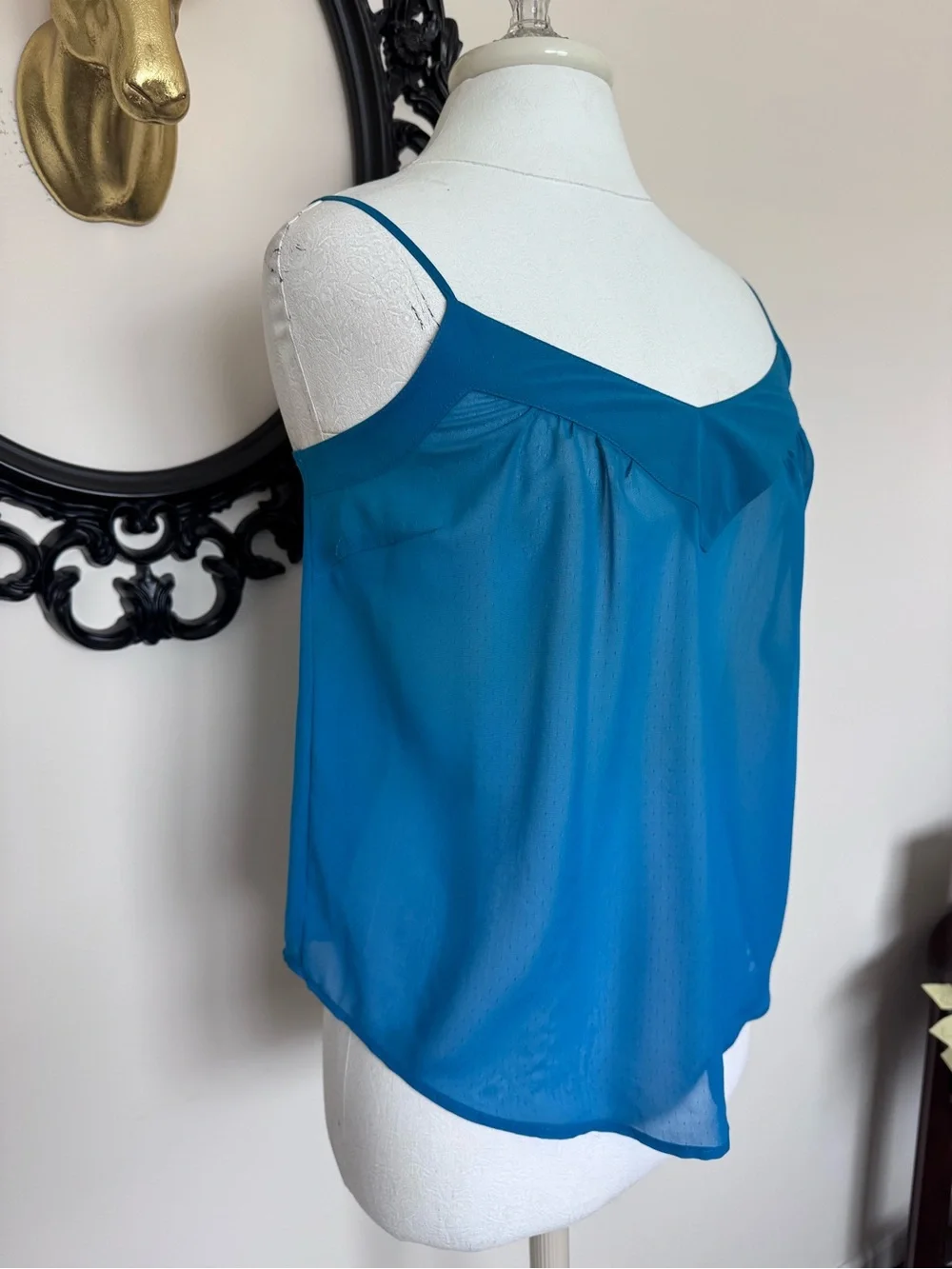 Blue V-Neck Spaghetti Strap Tank Top